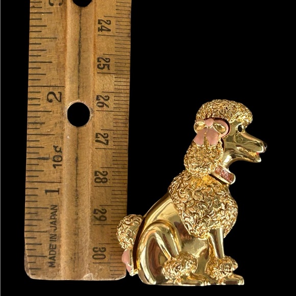 VTG 1999 Estee Lauder Poodle Solid Perfume Compact ONLY Dazzling Gold Rhinestone - Picture 9 of 9